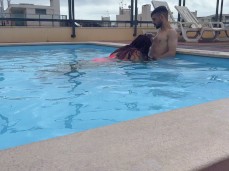Agata Ferrari sucking dick in swimming pool gif