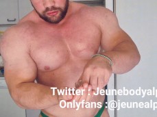 cute, buff, bearded, French bodybuilder oils up his hot body 0013-1 5 gif
