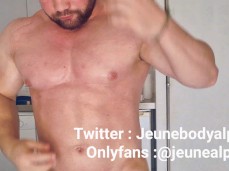 hot, , bearded, French bodybuilder shows his armpits 0238-1 gif