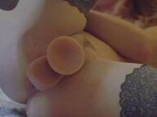 Pussy gripping dildo in place gif