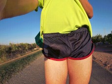 hung hardon in running shorts gif