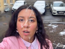 She loves the cum on her face very much gif