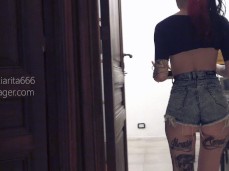 Perfect ass in shot shorts walking gif