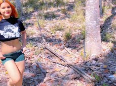 Flashing Pussy in the woods gif