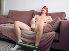 James Denton uses his Riley Reid fleshlight on the couch gif
