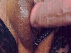 Little phat pussy trying a big dildo gif