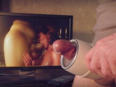 Cock milked by Fleshlight quickshot launch cumshot and post orgasm gif