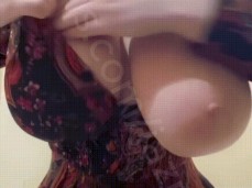 Enormous titties shaking and spilling out of dress gif