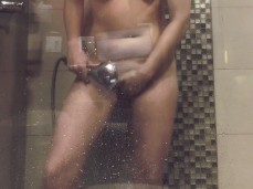 Arab MILF Wife Rubbing & Fingering Wet Hairy Pussy In The Shower gif