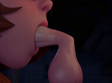 Ghost Cock cums down Velma's throat gif