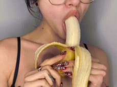 she chose to suck a banana instead of a dick 🙀 gif