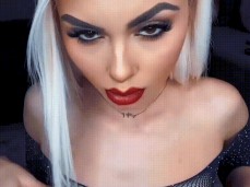 Hot blonde with red lips gif