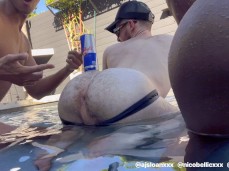 double color asses in pool gif