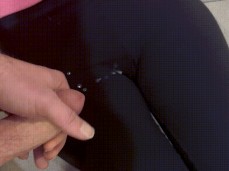 he comes to cum on my leggings and leaves gif