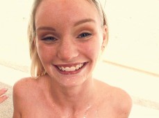 cute blonde with cum on her face gif