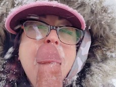Faery sucks cock for some warm cum in the cold gif