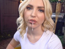 Britt Blair shows why spit bubbles she got banned gif