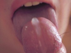 Licking cumshot vertical video