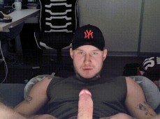 Hot guy spreading and jerking gif