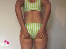 Cross’ Soft Ass In Green And White Striped Panties gif