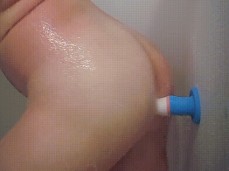 Fucking my ass against the wall during a shower gif