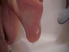The soap looked like cum dripping on my pretty little feet gif