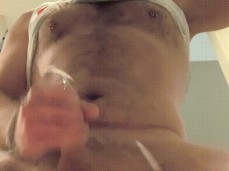 beefy, hairy, mustached Kohl Pierce strokes his pierced cock, cums 0219-1 3 gif