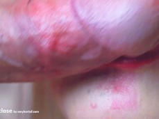 Close up Huge cock on mouth gif