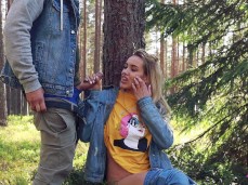 Luxury girl cum in mouth in forest gif