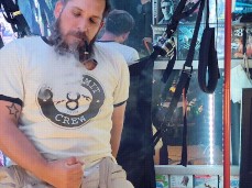 Hot bearded guy smoking pipe gif