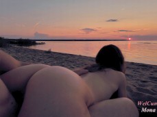 Sunset massage and fuck on public beach gif