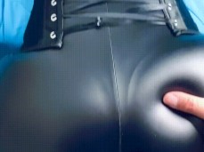 Sexy big leather ass teasing bulge gif