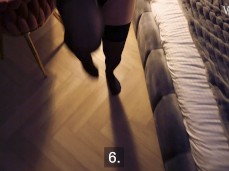 Polish ballbuster teaches numbers in Polish with ballbusting kicks gif