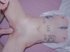 Skinny tattooed fucked in bed