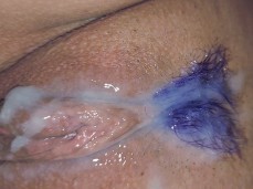 Cum covered pussy with dyed pubes gif