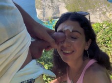 Katty West gets a nice facial in front of a dreamy landscape! gif