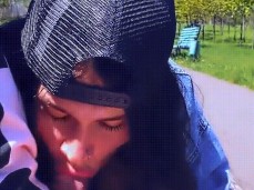 Risky blowjob in a public park! Almost got caught! gif