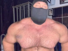 masked muscle bull Jack Stacked shows off his huge pecs 0313-1 6 gif