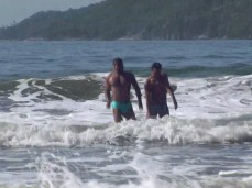 Brazilian hotties in speedos playing with the surf 0002  gif