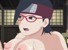 Naruto hentai Sarada big tits titjob Boruto gif