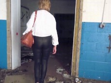 sexy gilf in leather leggings gif