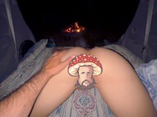 HER ANAL BEHIND THE FACE OF MUSHROOM JESUS IS FROM ANOTHER UNIVERSE gif