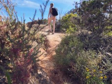 Solitary naked adventure along the coastal cliffs gif