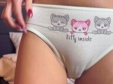 Skinny girl's pussy in white panties gif