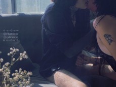 femboy kissing handjob gif