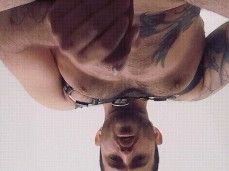 hot, tattooed Latino in harness gives you a facial 0057-1 5 gif