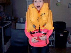 Inflating Airplane Lifevest gif