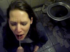 nasty milf gags on piss in mouth gif