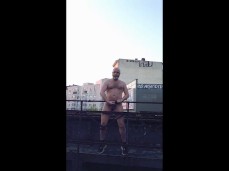 Walking home over the bridge, I saw a beefy, bearded, buck naked man 0248-1 gif