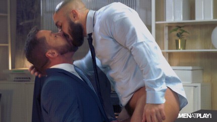 Bald, bearded, XL hung Francois Sagat appreciates co-worker's oral skills